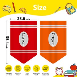 Arosche Back to School Decorations School Decor Classroom Curtains 6Pcs Rainbow Colorful Crayon Window Curtains for Kindergarten Primary Classroom Playroom Bedroom Daycare Window Cover