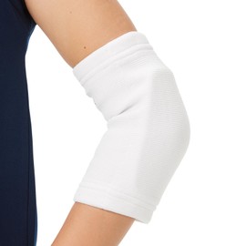 D&M Volleyball 0.5 inch (12 mm) Thick Pads Elbow Support Long Type 1 Piece Fits Left and Right 28.9 inches (737 cm), White, Medium Size, Fixed Support, Compression, Lightweight, Breathable