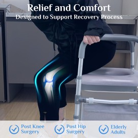 JumboTIGER 3 in1 Steel Bedside Commode, Standard Seat, Portable Toilet,300 lbs,Toilet Frames with Seat,with Sack (Standard)