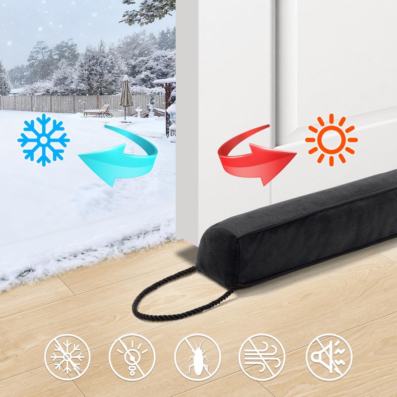 Comfyanno 36” Weighted Under Door Draft Stopper, Fits Front, Bedroom,