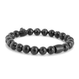 Akitsune Regis Beaded Bracelet - Bracelets Women Men Beads Lion - Matte Black - Turquoise Black - 18cm