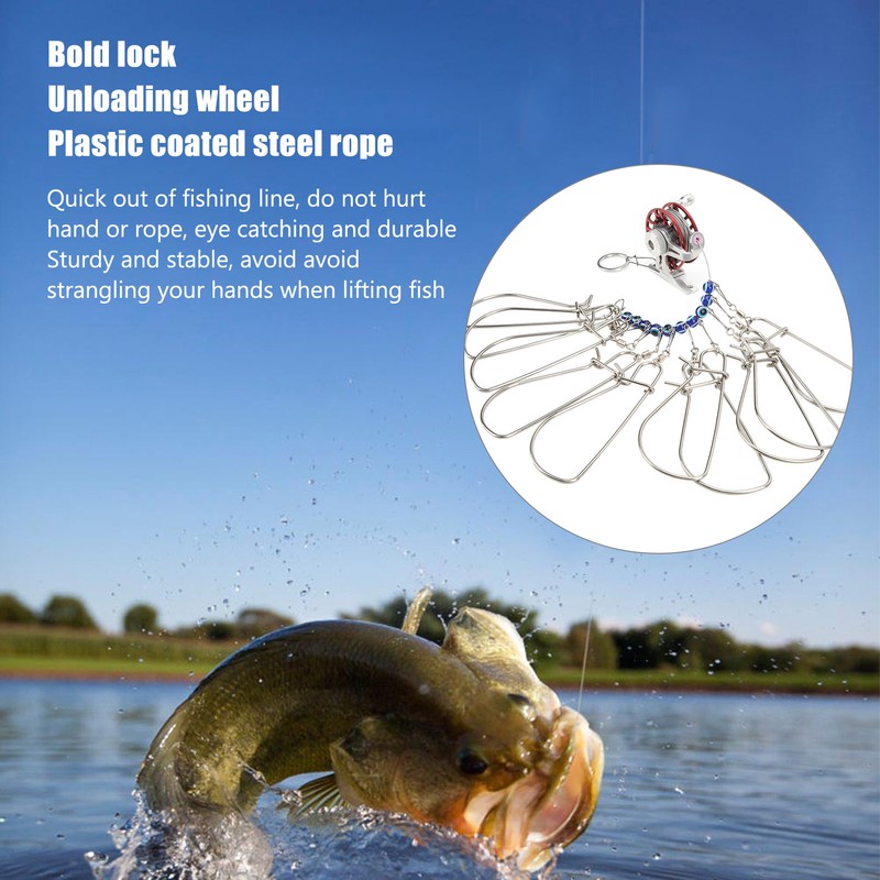 Fish Stringer Live Fish Lock with Reel Float Steel Wire