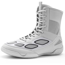 Zapatos de lucha para hombre, zapatos de boxeo para fitness, botas de lucha, plateado, 30.5 cm