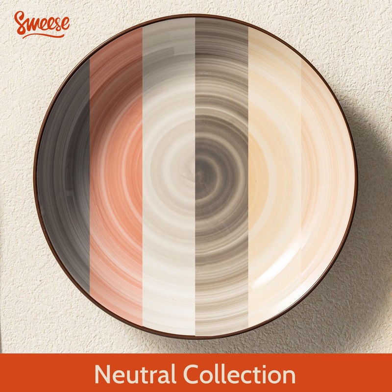 Sweese 6-Pack Ceramic Pasta Bowls, Neutral Extra Large 30 Fl