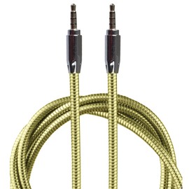 Lilware Metallic 35 Inches (90 cm) Aux Audio Cable 3.5mm Jack Male to Male Cord For Multimedia Devices - Gold