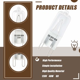 WPW10571723 120V 40W G9 Halogen Light Bulbs Replacement for Whirlpool Range Hood Light Bulb,Compatible with ACR4303MFB3 JXL6536CSS0 KVIB606DSS0 WFE520S0FS2, W10571723 PS8260198 3022627 AP6023129
