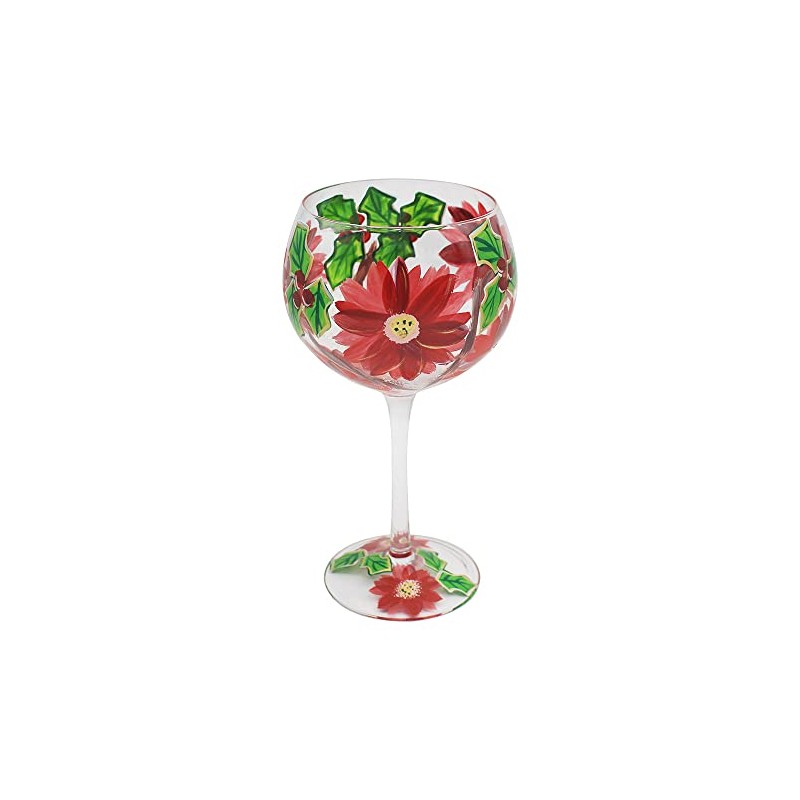 Poinsettia Gin Glass, Hand Painted Lynsey Johnstone Design