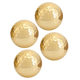 BuyWeek Golf Ball Golden Pack of 4 Portable Golf Balls Double Layer Gold Plated Golf Practice Balls for Rocking Exercises Training and Long Distance Shots