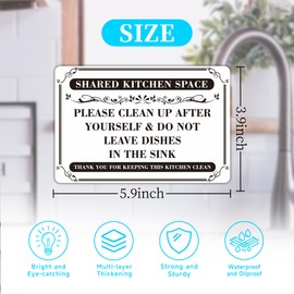 Clean Up After Yourself Sign, Waterproof Durable Do Not Leave Dishes In The Sink Sticker, Keep Kitchen Clean Rules for Office Kitchens Supplies, Breakroom Essentials Decor and Shared Kitchen 5.9''x3.9''