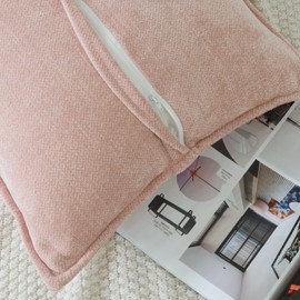 OYIMUA 2 Pack Chenille Cushion Covers 40cm x 40cm Square Decorative Pillow Covers 16x16 Pink Cushions for Living Room Bedding Accessories