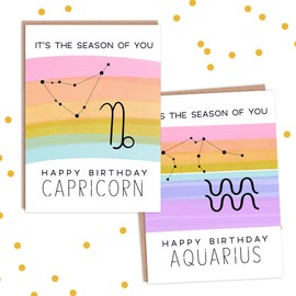Wee Blue Coo Zodiac Sign Rainbow Birthday Cards Astrology Star Signs Blank Greeting Cards With Envelopes Pack of 12