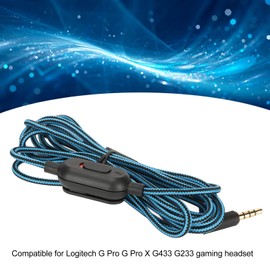 Headphone Sound Cable, Gaming Headset Cable, Woven Headphone Cable with Volume Control and Mute Switch for G Pro G Pro X G433 G233 (Blue)