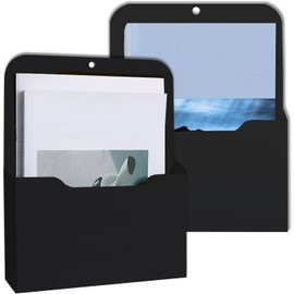 Magnetic File Holder, 2 Pieces Magnetic Paper Holder Document Holder, File Cabinets and Fridge, Office Supplies Storage A4 Papers Letter Holder, Magnet, Organiser, for Whiteboards, Fridge, Black