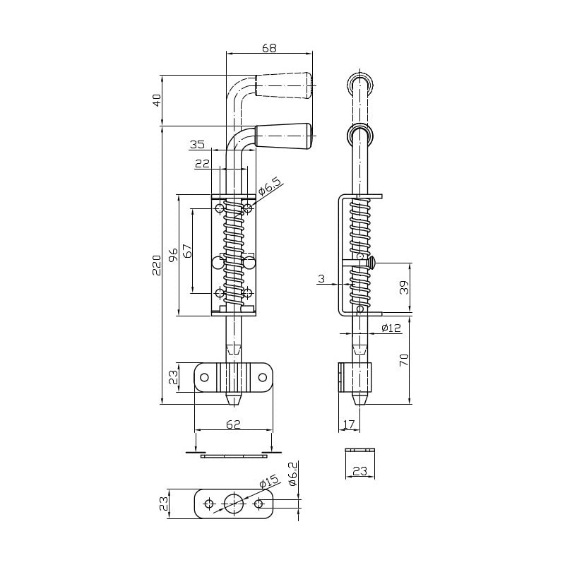 WDB - Door Bolt - Door Lock 220 mm -
