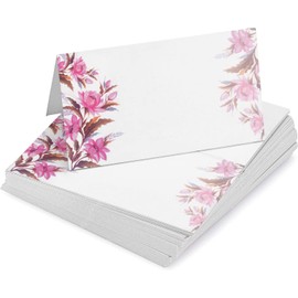 Inkdotpot Pack of 24, Printed Tent Tables Place Cards for Table Setting for Wedding Thanksgiving- Christmas Holiday Catering Buffet Food Table Tents- Wedding Name Escort Cards (Floral)