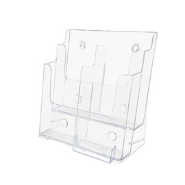 Brochure Holder with Hanging Hardware with 3.5" x 2" Card Slot 2 Tiers for 4" or 8.5" Inch Trifolds or Magazines Graphics and Flyers Space Saving Clear Acrylic Organizer by Marketing Holders