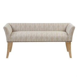 Madison Park Welburn Upholstered Tufted Entryway Accent Back, Nailhead Trim, Padded Mid-Century Bed End Bench for Bedroom, Indoor Seating, 49.5" W x 19.25" D x 23" H, Taupe Multi