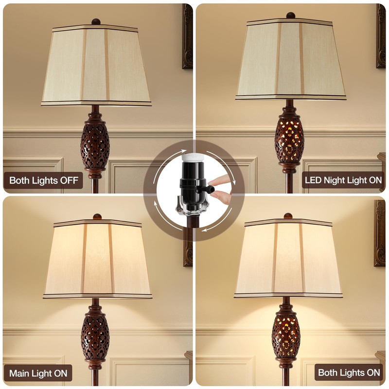 Luvkczc Vintage Floor Lamp - Brown Carved Resin with Hollow