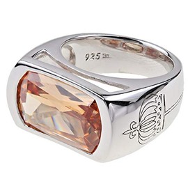 Pompöös Harald Glöckler Ring for Women 925 Silver Rhodium-Plated Zirconia Cognac, Genuine hallmarked 925 sterling silver, Cubic Zirconia