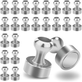 Poppstar 24 x Cone Magnets (12 x 16 mm, Strong, 1 kg Holding), Silver