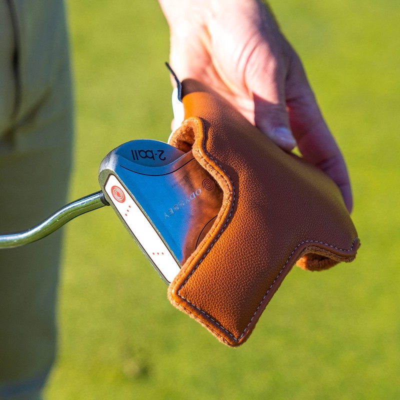 IZZO Golf Mallet Putter Headcover Camel/White - Putter Headcover for
