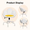 HomeZeer White Vanity Chair with Wheels and Back, Cute Daisy