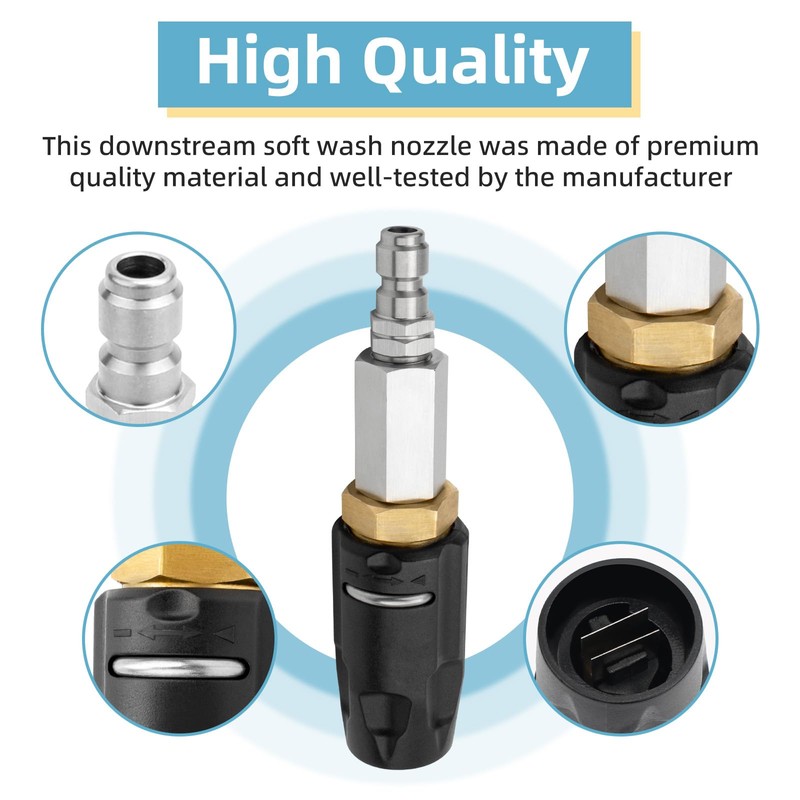 Downstream Soft Wash Sprayer DS Twist Nozzle Adjustable, 0-60 Degree