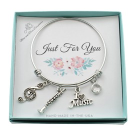 Clarinet Bangle Bracelet in stainless steel. Music jewelry. Clarinet Gifts. Music gifts. Music teacher gift. Clarinet jewelry. Bracelet