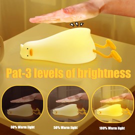Hbaushun Lying Flat Duck Night Light,Dimmable Nursery Squishy Nightlight,Cute LED Silicone Duck Lamp,Rechargeable Bedside Touch Lamp for Breastfeeding Toddler Baby Kids Decor,Birthday Christmas Gifts