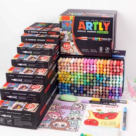 SASPOO Acrylic Paint Markers, Acrylic Paint Pens, Fabric Markers for Textile, Rock, Glass, Wood, Paper, Ceramic, Canvas DIY Art Supplies Kit for Kids and Adults (12)