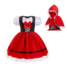 Lito Angels Little Red Riding Hood Fancy Dress Up Costume with Cloak Cape for Kids Girls Age 10-11 Years
