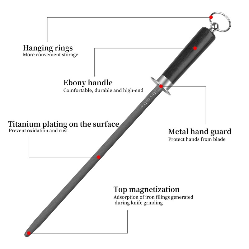 ELephas PLus honing steel knife sharpener ，high carbon steel knife