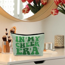RYYCDOI Cheer Makeup Bag, Cheer Gifts Women Cheerleaders, Cheerleading Gifts, Cheer Cosmetic Bag Zipper Pouch, in My Cheer Era Green Preppy Makeup Pouch, Cheer Accessories for Cheerleader