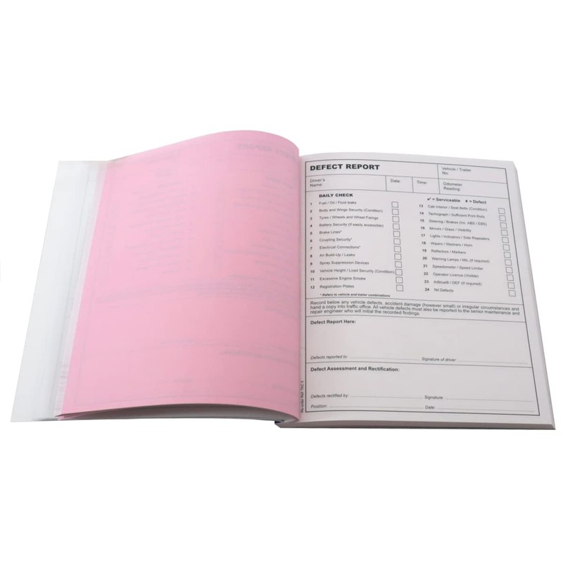 (Pack of 5) Daily Check Driver Defect Book HGV Truck