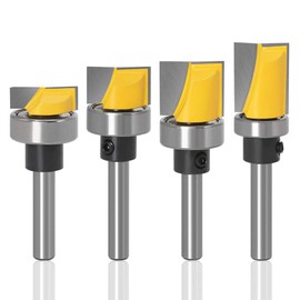 Mesee 4 Pieces Flush Trim Hinge Mortising Template Router Bits Set with Ball Bearing, 1/4 Inch Shank Carbide Tipped Woodworking Milling Cutter Tools - 13/16" 7/16" 5/8" 1/4" Cutting Depth