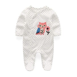 Kiddiezoom Newborn Baby Rompers Snug Fit Footed Cotton Pajamas Long Sleeve One-Piece Sleepsuit