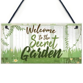 RED OCEAN Welcome To The Secret Garden Hanging Plaque Garden Shed SummerHouse Sign Gifts For Her