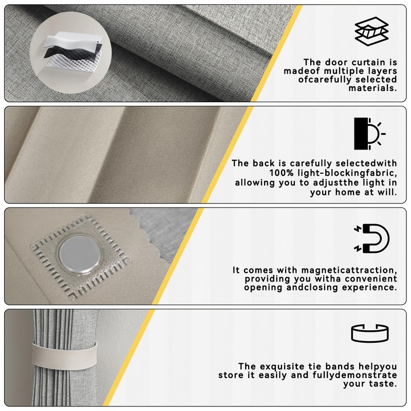 Jilron 100% Blackout Accordion Door Curtain, Adhesive Curtain Track Included