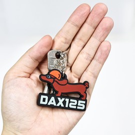 [Kcyerz] Dax 125 Dachshund Shaped Rubber Motorcycle Keychain Dax 125 Key Chain Double Sided Design Key Holder for Honda Cute Key Holder is the best gift for friends, couples and families (Dachshund