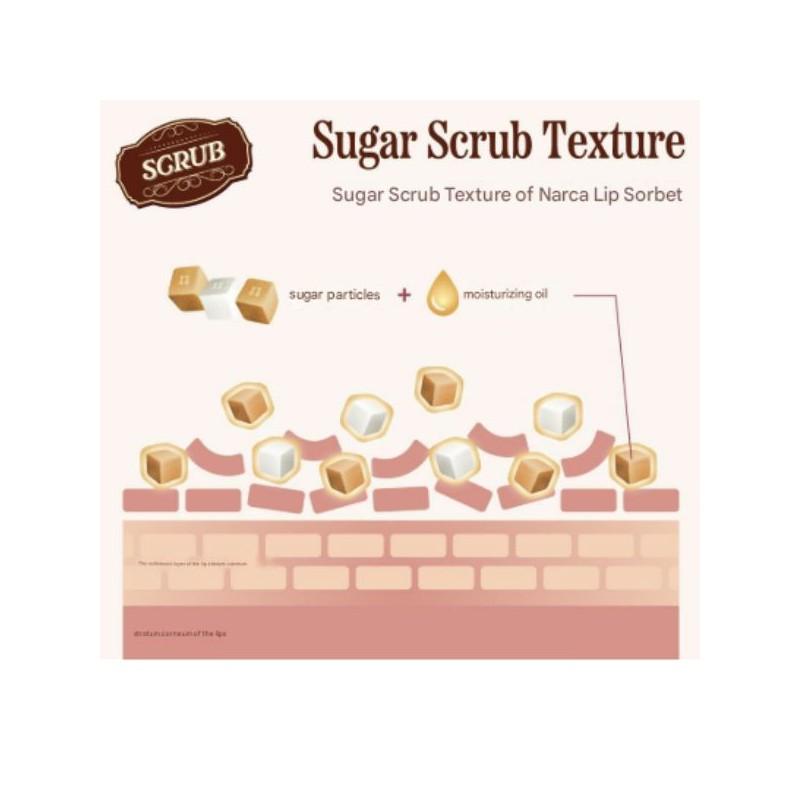 NARKA Sugar Rubbing Lip Sorbet 4.5g, Color:07 Butter Shell