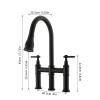 3-Hole Brushed Nickel Bridge Kitchen Faucet with Pull Out Sprayer
