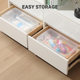 Naivees Plastic Storage Box 12 Pack Clear Shoe Containers with Latching Lid Stackable Bin for Home and Office (Clear)
