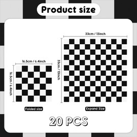 iNINGER Black White Checkered Napkins 20 Pieces 3-ply Racing Car Party Cocktail Dinner Napkin Set 6.5"X6.5" Racing Party Supplies
