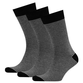 VRD Bamboo Rayon Men’s Dress Socks Black 3-Pack Striped Design Mid-Calf Crew Socks for Men Shoe Size 8-13