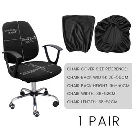 PFLYPF 2 Piece Black Seat Cover, Including 1 Cushion and 1 Backrest, Polar Fleece Corn Plaid Split Chair Cover, Office Home Computer Chair Cover, Elastic Seat Cover for Office Chairs