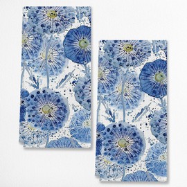 Watercolor Light Blue and Indigo Dandelion Cottagecore Kitchen Towels & Tea Towels,Dish Cloth Flour Sack Hand Towel for Farmhouse Kitchen Decor,24x16 Inches Cotton Dish Towels Dishcloths Set of 2