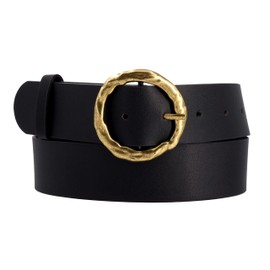 EANAGO Vegan Women's PU Belt - Various Designs and Lengths, black/gold