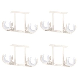 UFURMATE Curtain Rod Brackets, 4 Pieces Aluminum Alloy Ceiling Mount Double Curtain Holdbacks Window Curtain Rod Hanging Double Curtain Rod Holder for 28mm Curtain Rod (White)
