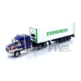 Western Star 49X Blue with 40' Reefer Shipping Container Evergreen Limited Edition 1/64 Diecast Model by True Scale Miniatures MGT00597