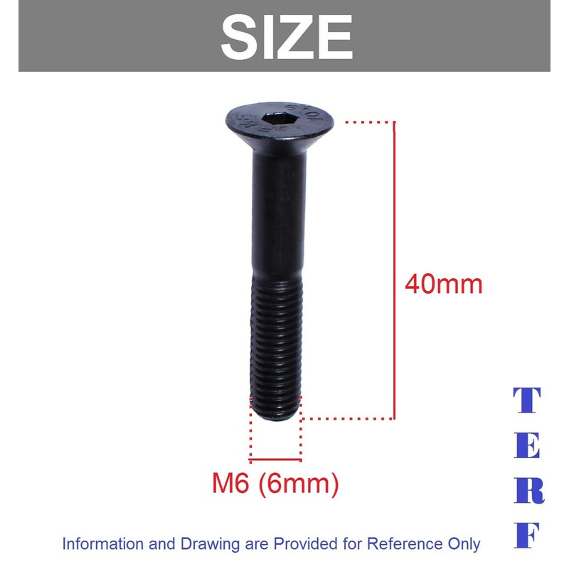 TERF® M6 X 40mm Hex Socket Countersunk Black Machine Screw